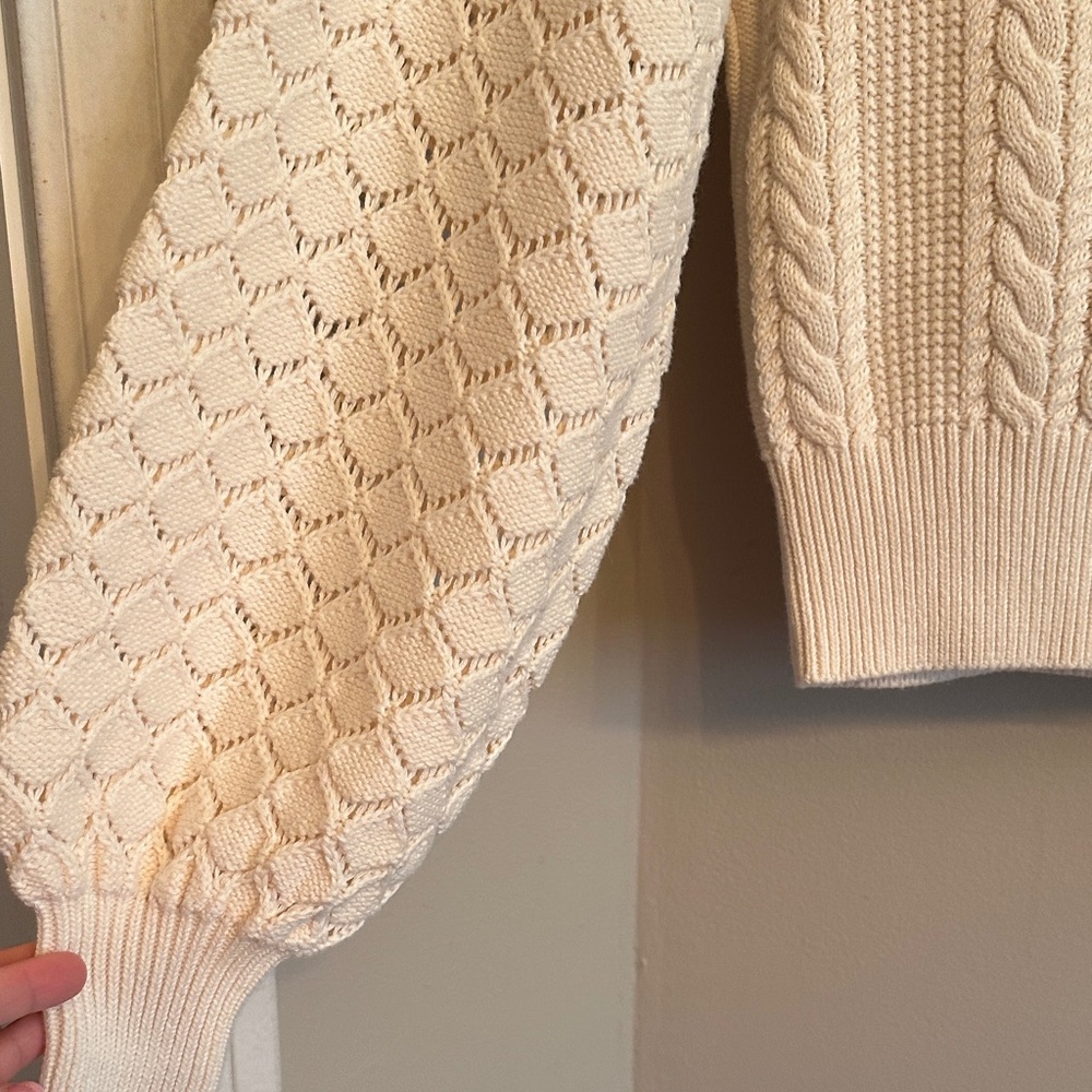 525 America Textured Knit Cream Sweater - Picture 6 of 8